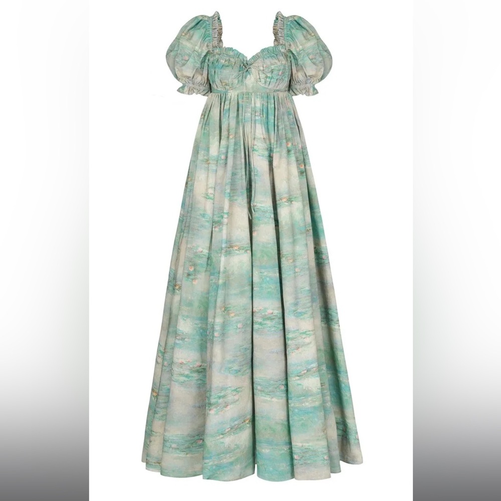 Selkie empress waisted Monet water Lillie’s seashell cotton gown